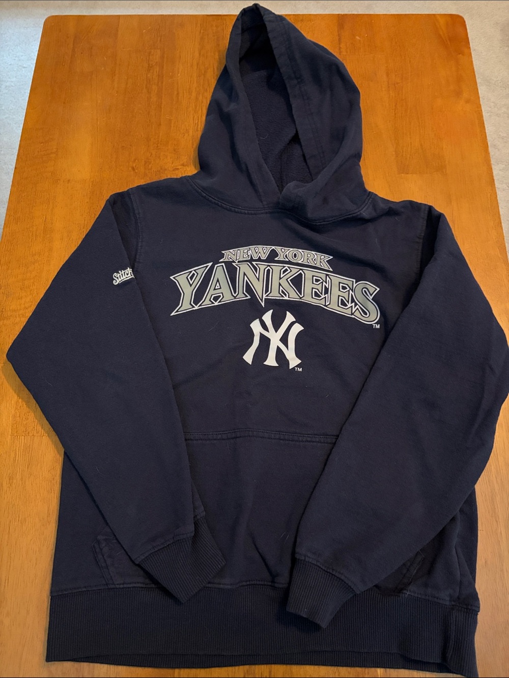 Stitches Black Pullover Hoodie with Interior Label